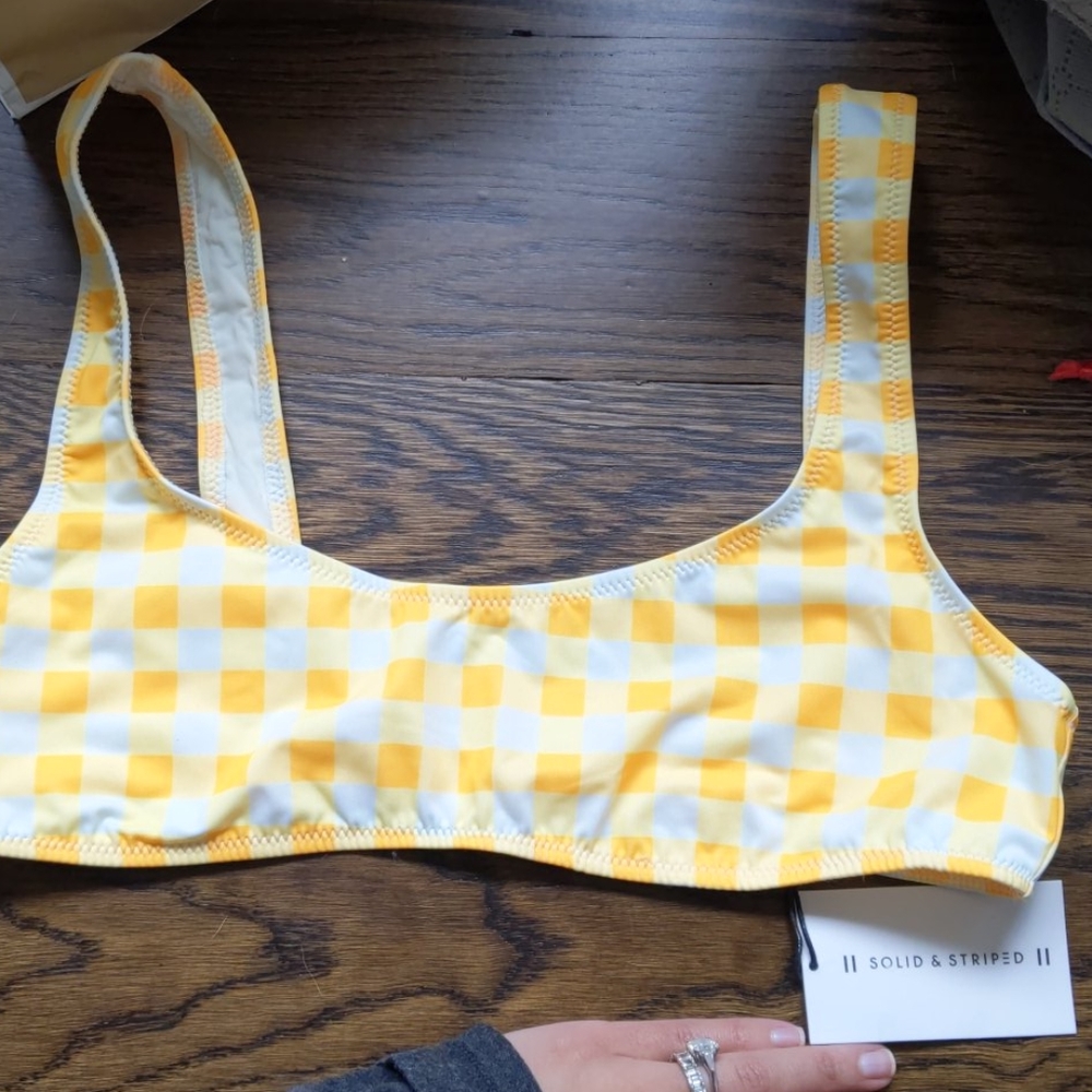 Solid and Stripped Bikini Top Yellow marigold MED